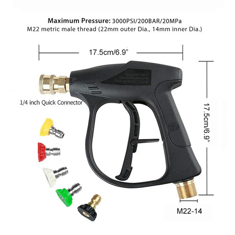 1L High Pressure Foam Cannon with Snow Foam Lance, Adjustable Nozzle, 5 Interchangeable Tips - 1/4 Inch Quick Connect image 3