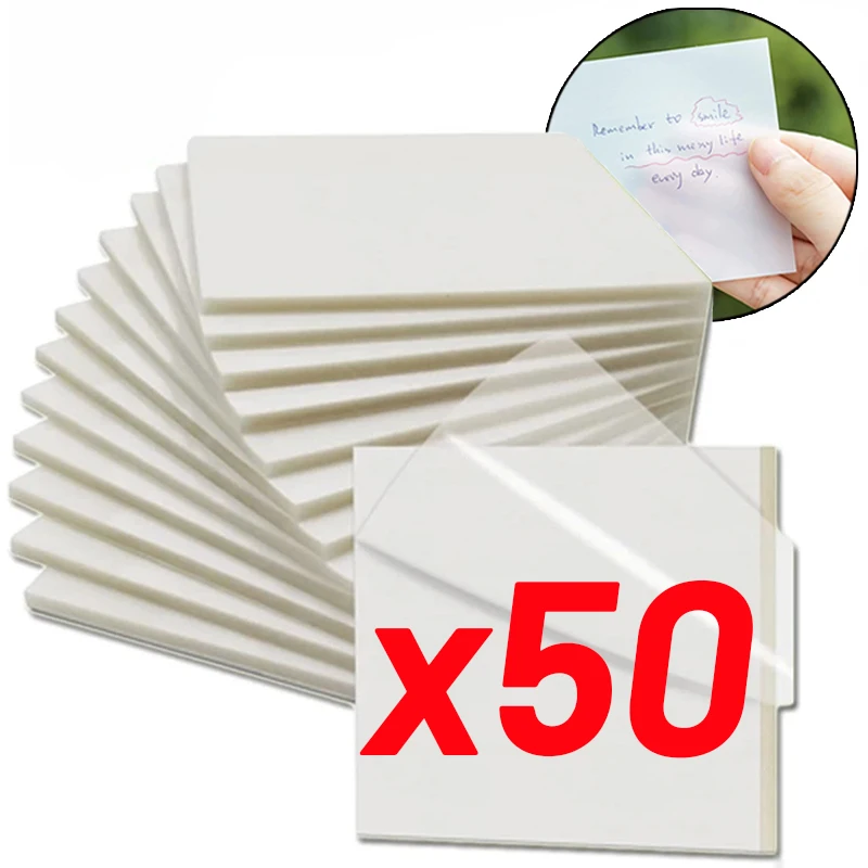 50 Sheets Transparent Posted Sticky Note Pads Notepads Posits Papeleria Journal School Stationery Office Supplies Memo Pads