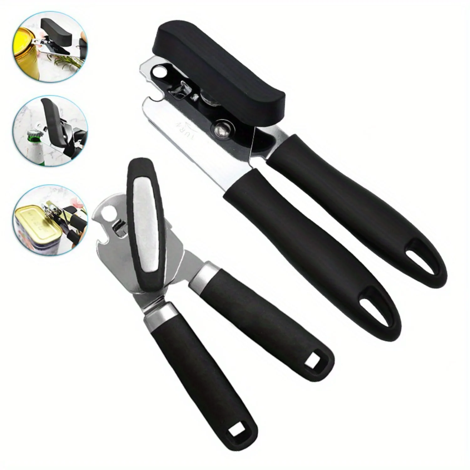 1pc, EasyGrip Multifunctional Can Opener - Ultra-Powerful, Manual, Smooth and Safe Opening for Seniors and Weak Hands - Perfect 