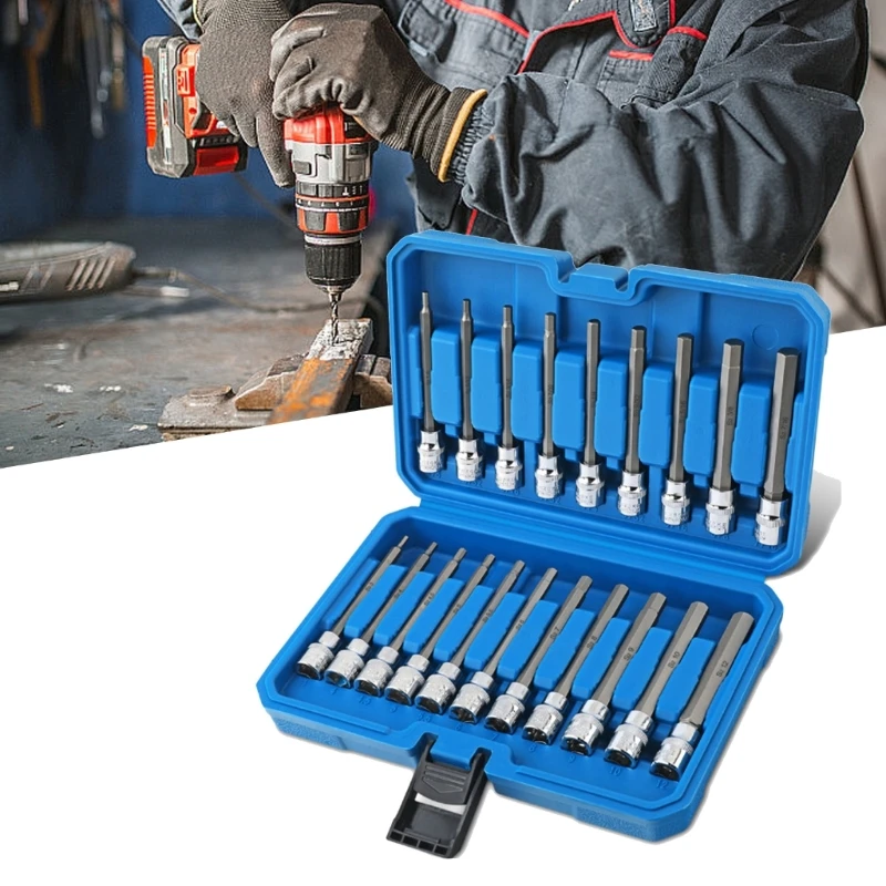 Chave allen cabeça sextavada 3/8 polegadas, broca aço 110mm, alça longa, chave sextavada