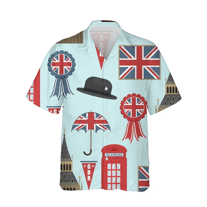 Amerikaanse Vlag Grafische Shirts Voor Mannen Kleding 3d Bedrukt Hawaiian Strand Shirts Met Korte Mouwen Y 2K Tops Vintage Kleding Revers Blouse