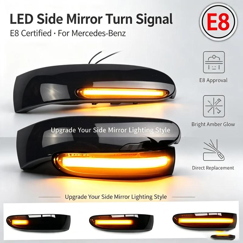 For Mercedes-Benz M GL-class W164 X164 R-class W251 dynamic running water light reversing rearview mirror turn signal.