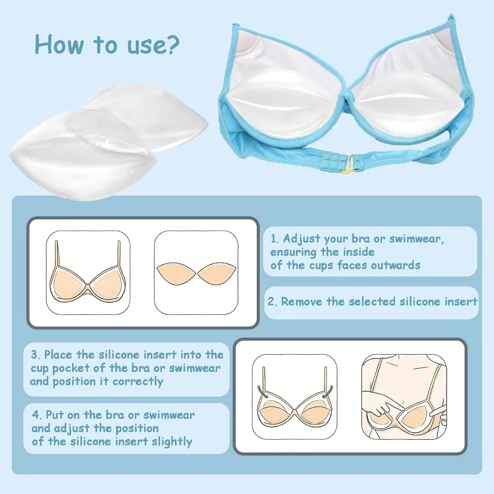 Adhesive Silicone Bra Inserts - Removable Push Up Pads for Enhanced Lift & Shape | Chicken Cutlets for Bras, Bikinis view 5