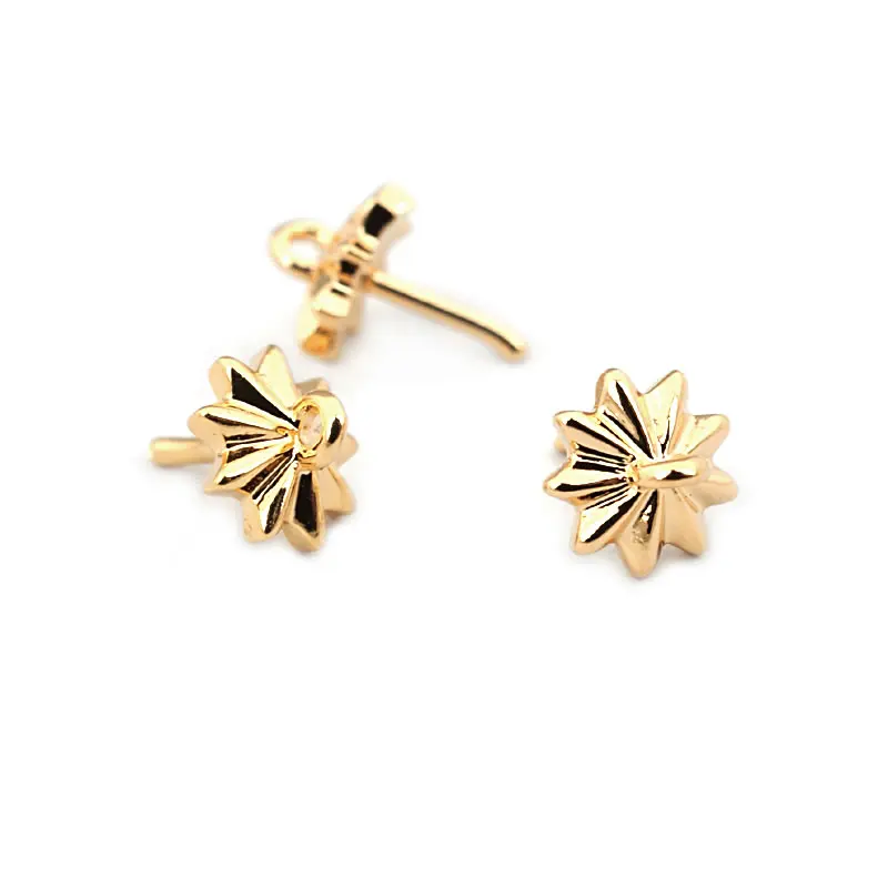 High Quality 18K Gold Color Brass Half Hole Pearl Beads Connect Charms Beads Caps Diy Jewelry Making Accessories for Women