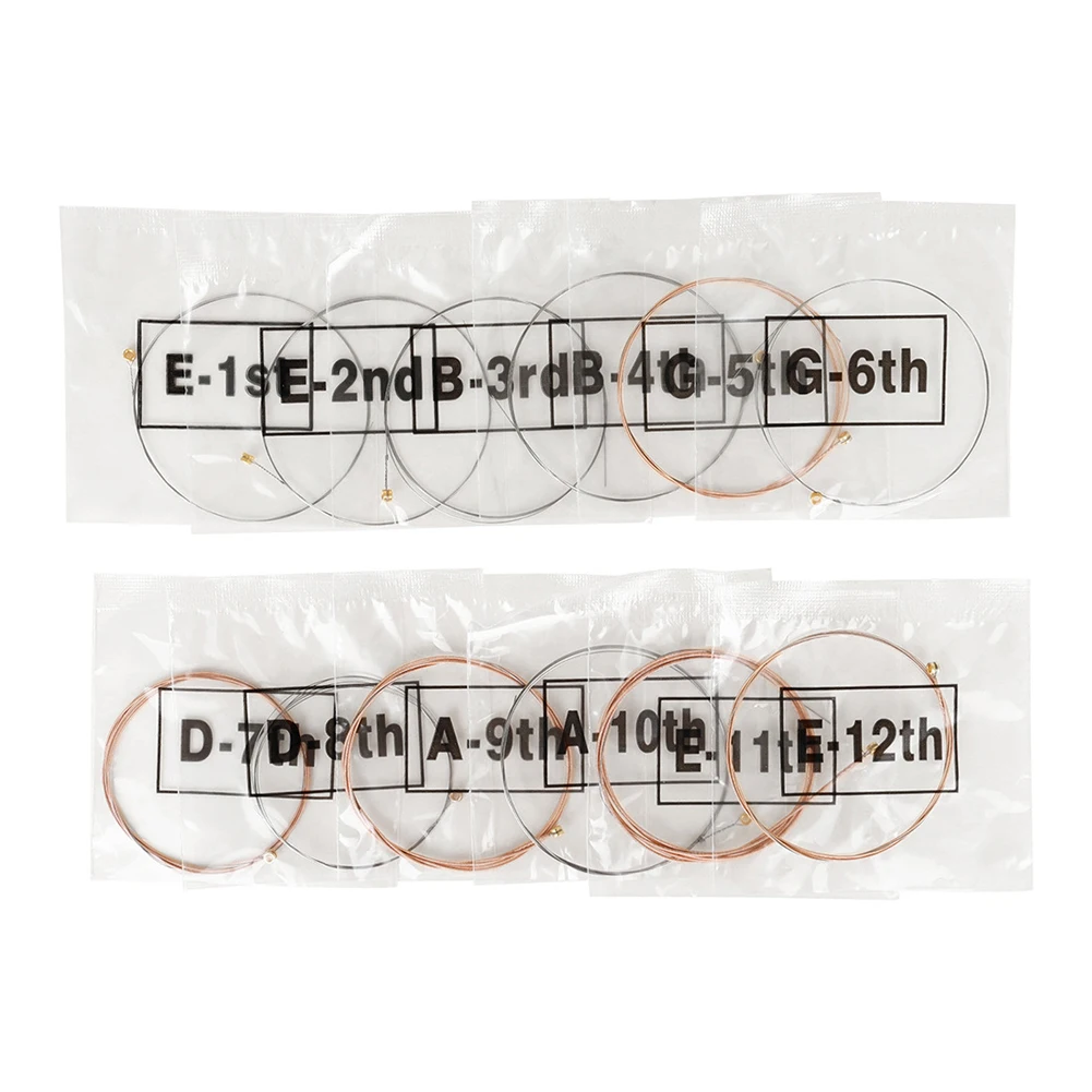 

Новые струны, гитарные струны, 12-струнные гитарные струны, серебро 12,7*11*1,6 см, улучшенная точность настройки, нержавеющее покрытие