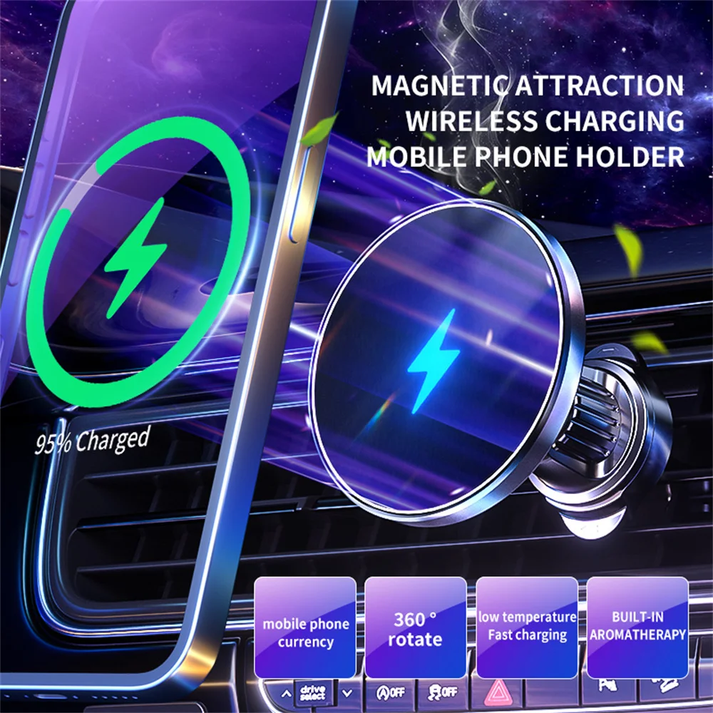 

Magnetic Car Wireless Charger Stand Magnet Car Mount Fast Charging Station Phone Holder Bracket For Macsfae iPhone 15 14 13 12
