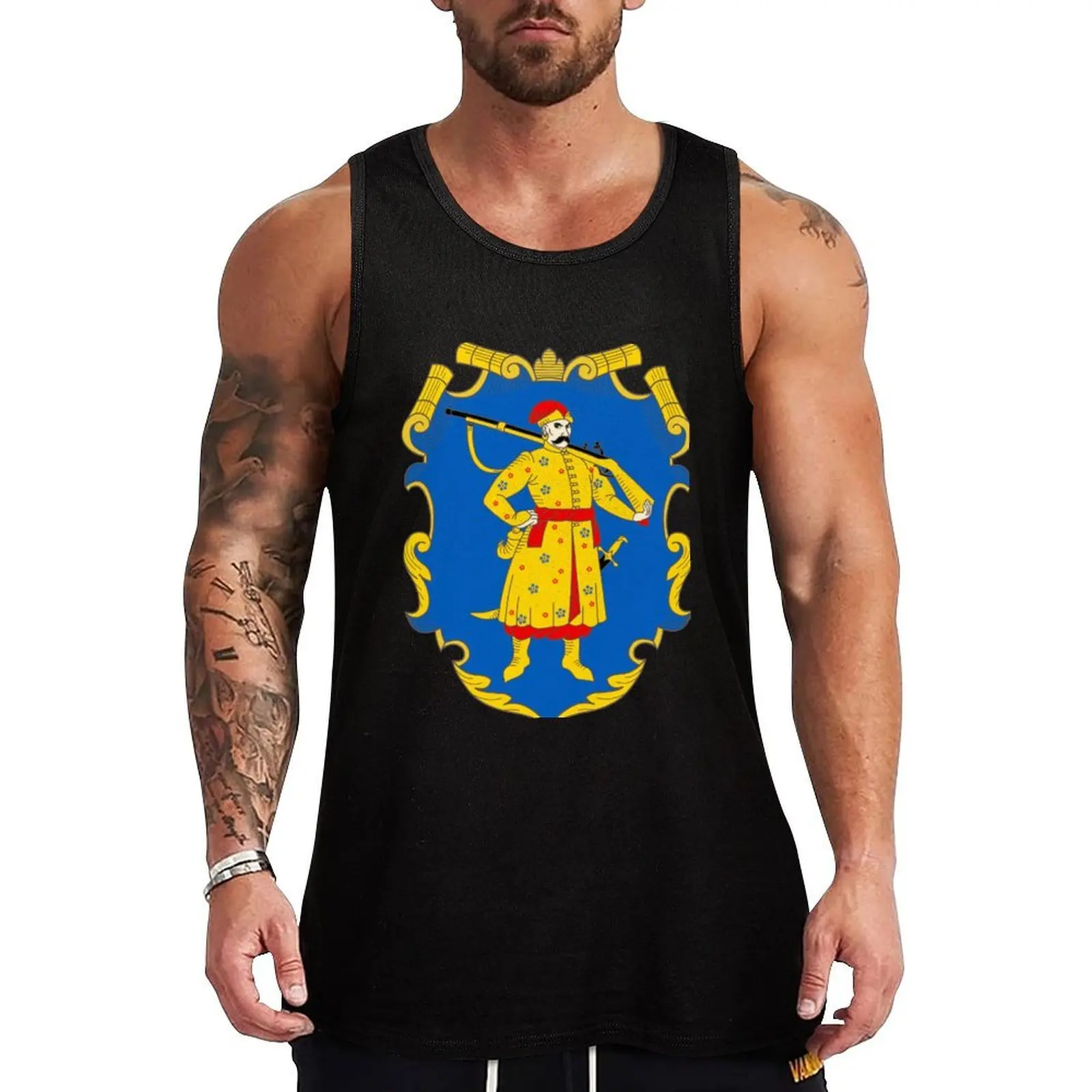 

Zaporozhian Host Coat of Arms Tank Top gym Sports clothing Men's summer vest cool things