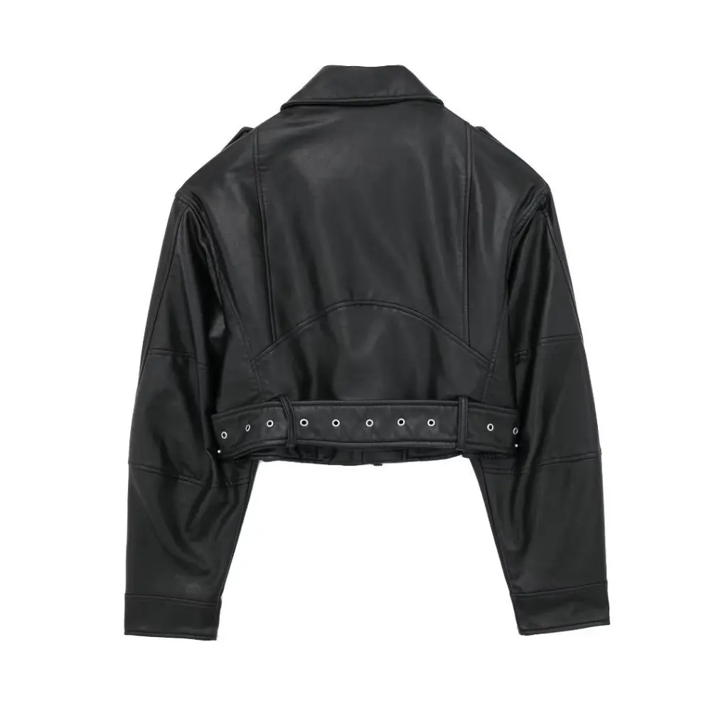 Women's Retro Imitation Leather Short Jacket Coat European And American Style Fashion for