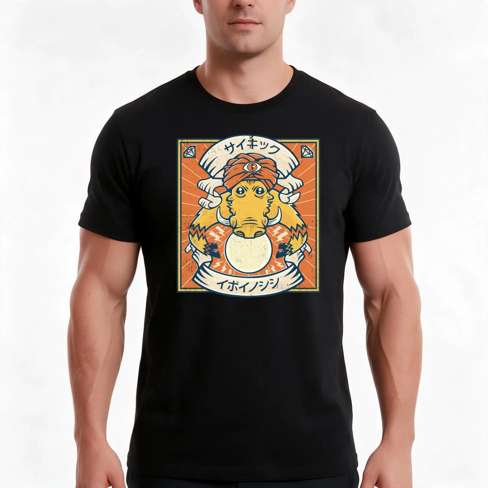 Psychic Warthog T-Shirt, Summer Casual Cotton Tee, Oversized Streetwear Tops, Vintage Graphic Print, Loose Fit Short Sleeve