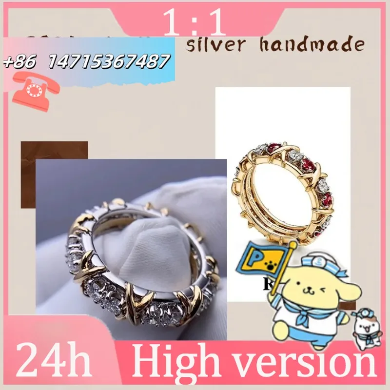 

Anillo de plata 925 hecho a mano, 16 piedras, интеллектуальные, элегантные, regalo navideño femenino.
