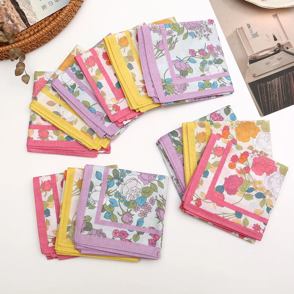 3/12 pezzi fazzoletto da donna in puro cotone sottile morbido assorbente asciugamano per il sudore asciugamano quadrato uscire sudore portatile 43 cm