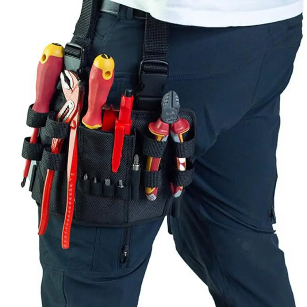 

Compact Waist Tool Bag Multi-pocket Tool Carrier Compact Electrician Tool Pouch with Bit Holder Adjustable Waist Belt for Ample