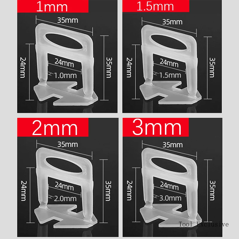 Imagem -05 - Telha Nivelamento Sistema Clipes Nivelador Espaçadores Uso para Telha Nivelamento Sistema Construção Ferramenta mm 1.5 mm mm 2.5 mm 1.5 mm 100 Pcs 1000 Pcs pe