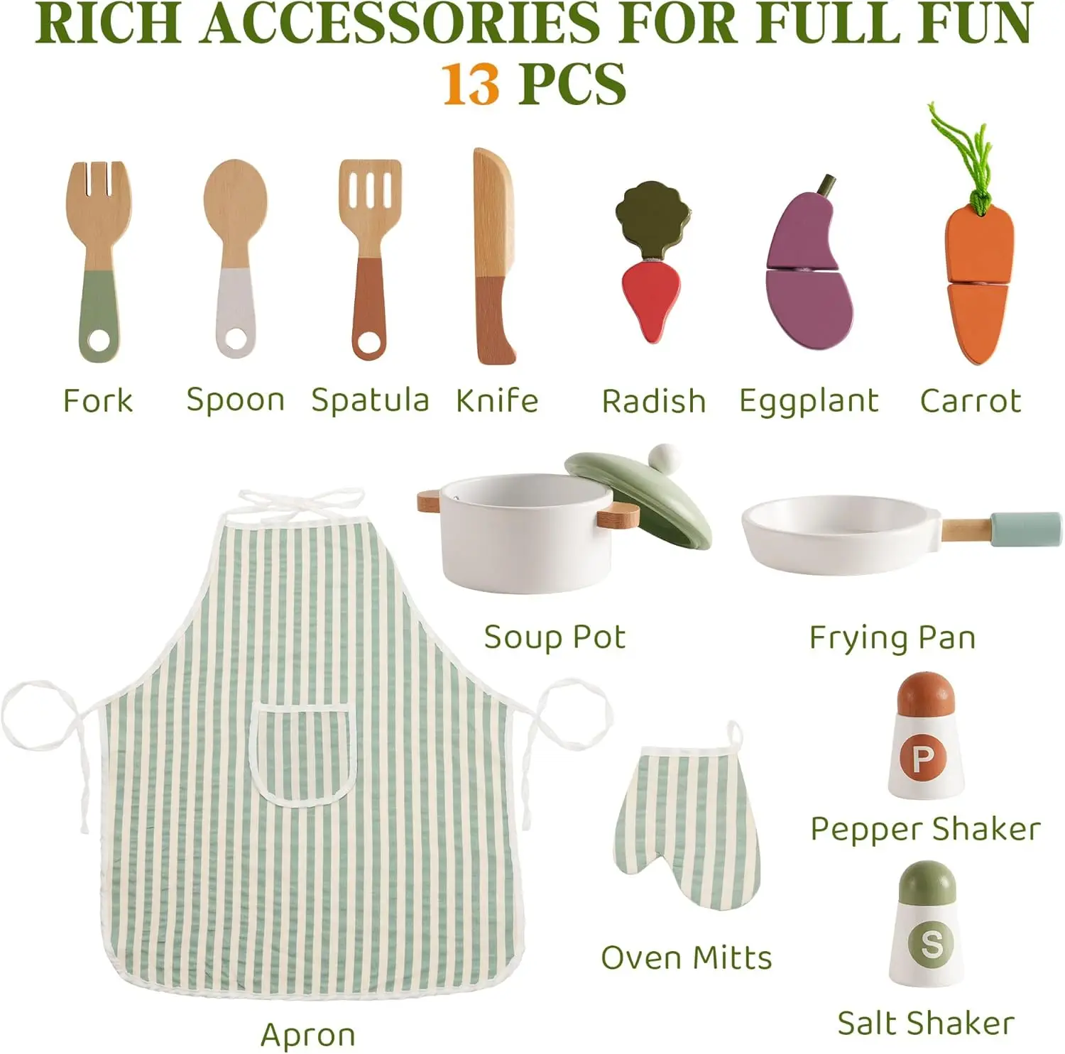 Set da cucina in legno per bambini, Set di giocattoli da cucina finta con rubinetto dorato, lavello, forno, fornello, armadio, stile Vintage, Gi