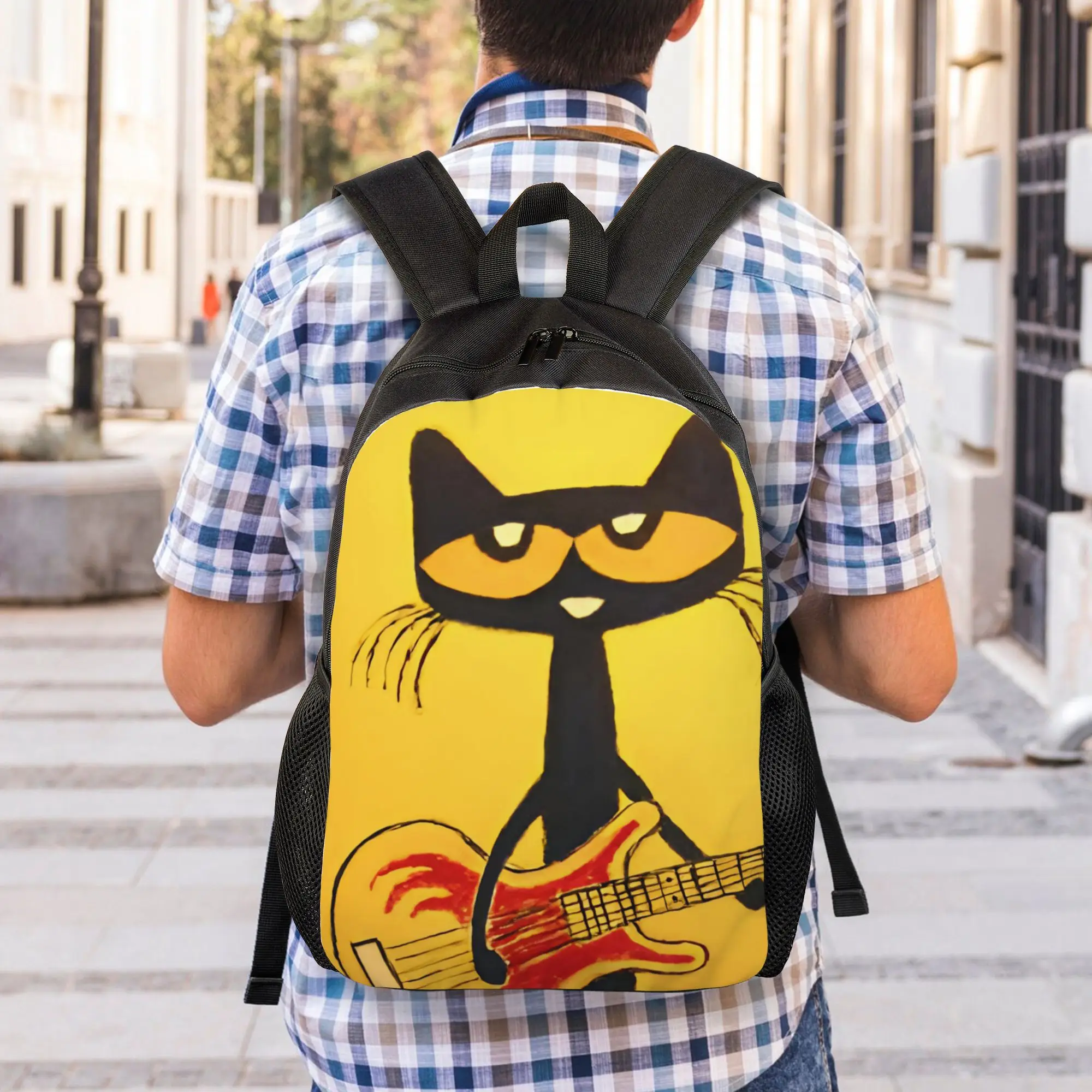 Pete the Cat  Cool Backpack Durable High School Work Cool Kitten Daypack for Men Women Laptop Computer Canvas Bags