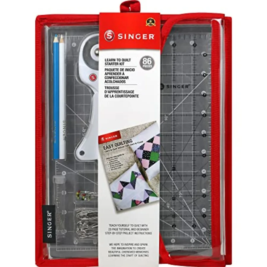 

Learn to Quilt Sewing Kit for Beginners and Adults with Rotary Cutter Cutting Mat Acrylic Ruler and More
