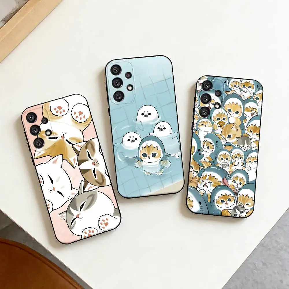 Lovey M-Mofusands C-Cat Phone Case For Samsung S25,S24,S21,S22,S23,S30,Ultra,S20,Plus,Fe,Note,10,9,5G Black Cover