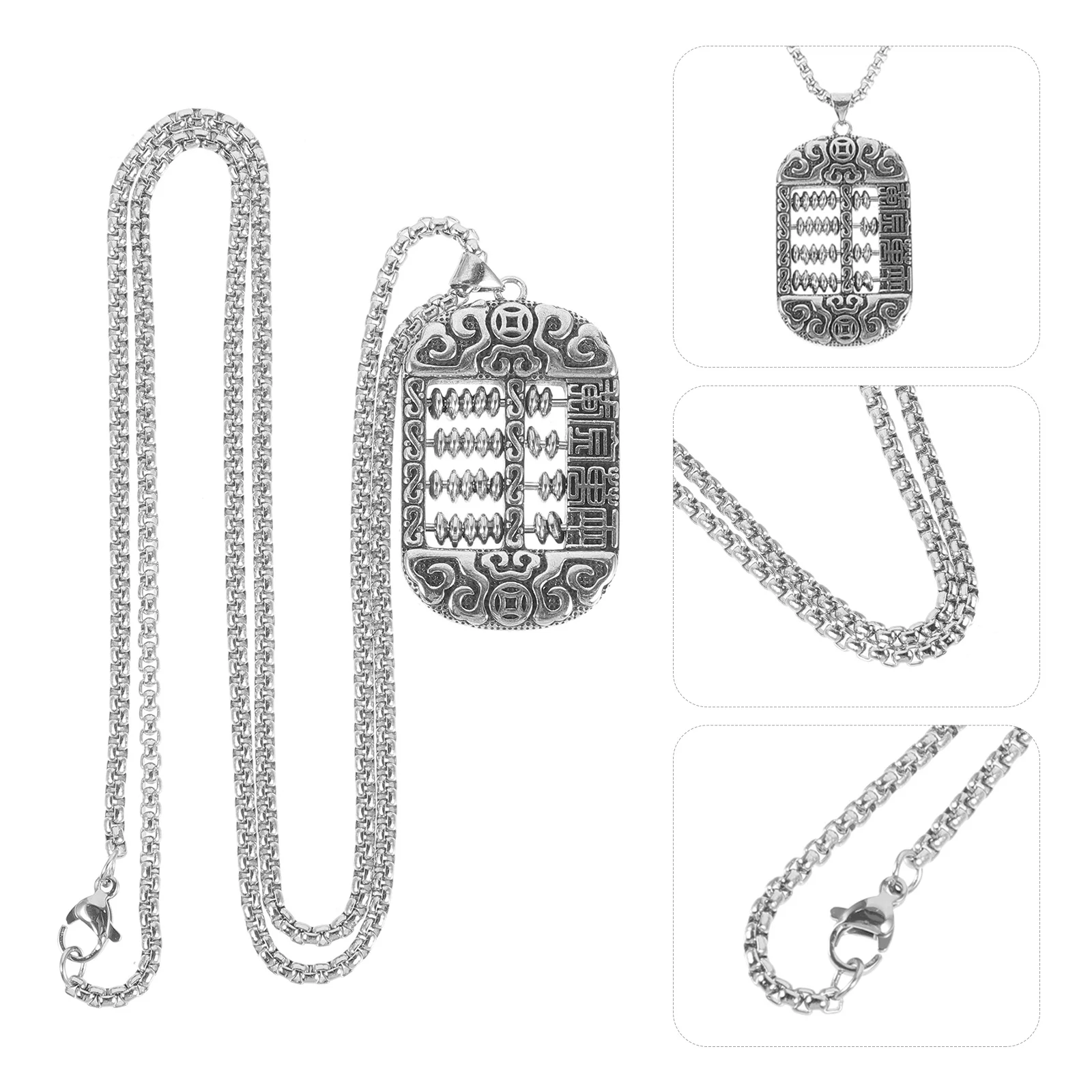 

Abacus Necklace Unique Creative Pendant Necklace Stainless Steel Men Women Charm Jewelry for Special Occasions