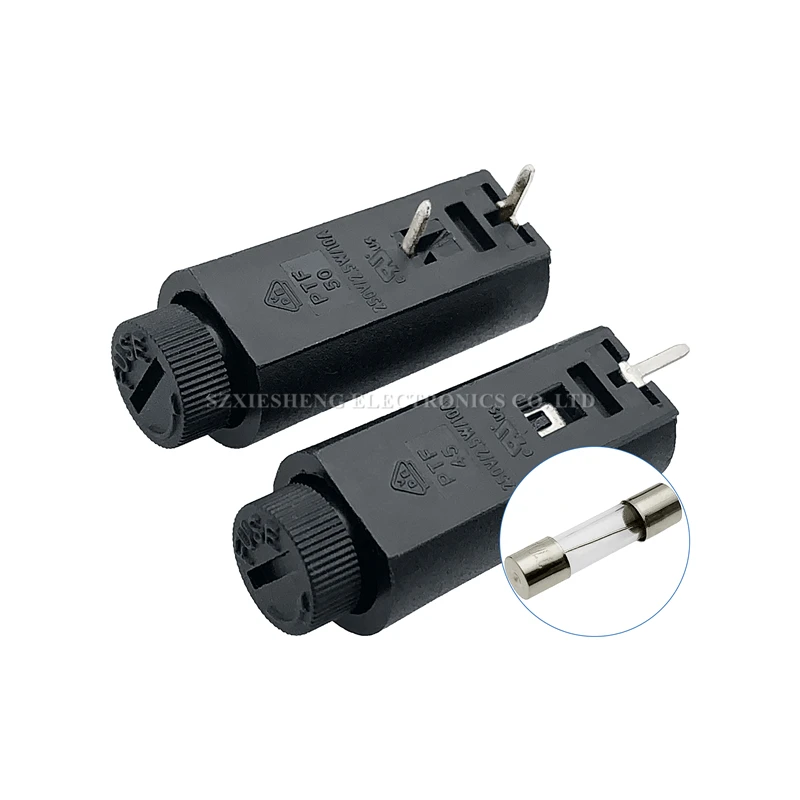 5PCS PTF-45/50 5*20MM Fuse Holder 10A250V 2.5W PCB Panel Mounting High Temperature Resistance Fuse Base With 5*20MM Tube Fuse