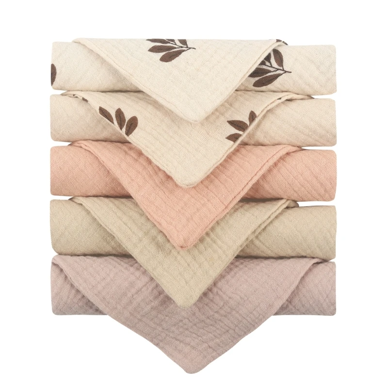 N80C 5PCS Baby Towel Set High Absorb Handkerchief Burp Cloth Newborns Soft Bath Towel