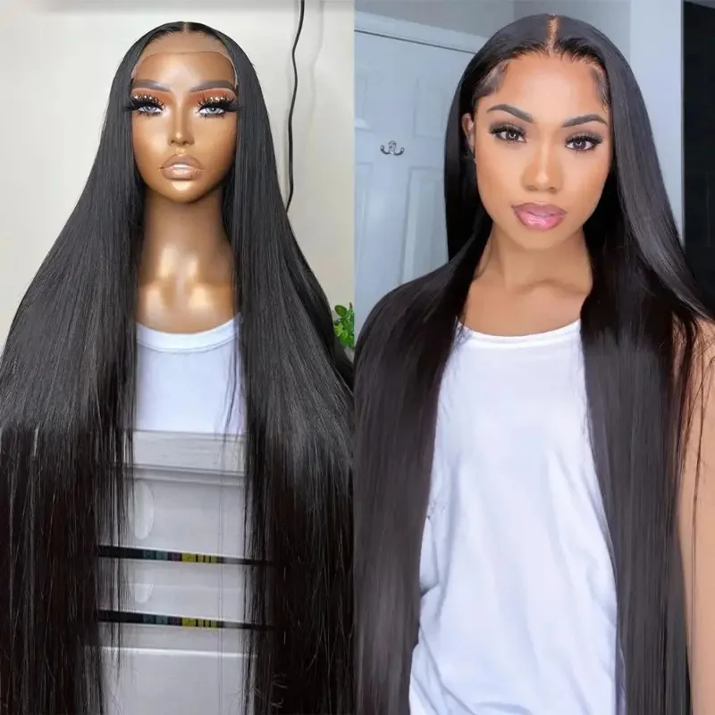 

European and American Style Lace Front Wig Black Women's Middle Part Long Straight Hair Fluffy Natural Fashion Full Wig Wholesal