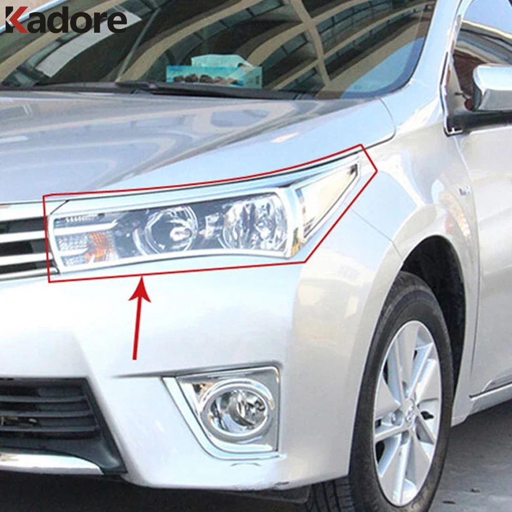 For Toyota Corolla E170 2014 2015 Chrome Car Front Head Light Lamp Cover Trim Headlight Frame Trims Accessories (Not US Car)