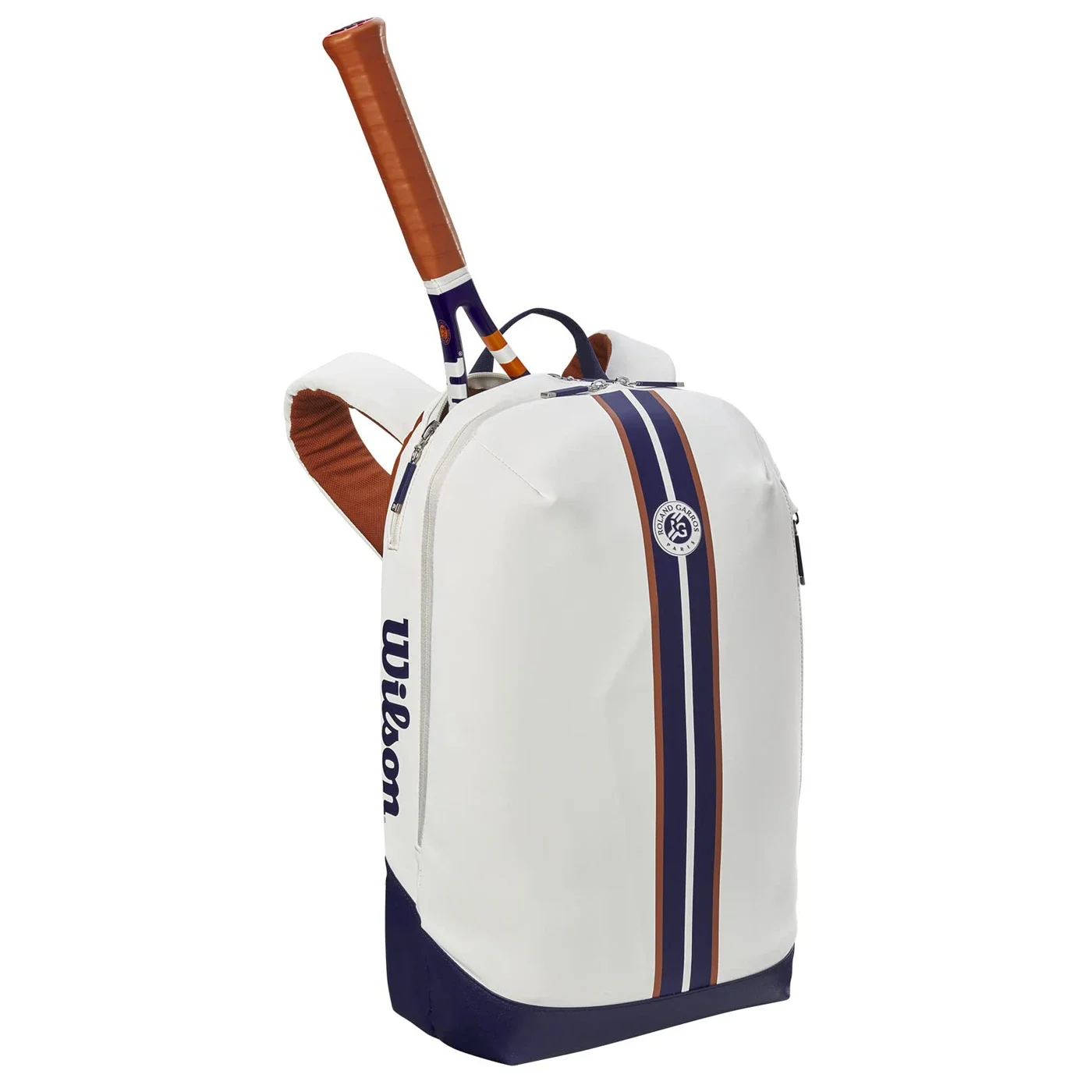 Zaino da tennis Wilson 2023 Roland Garros Super Tour con tasche per racchette con scomparti parziali per racchette dal design elegante