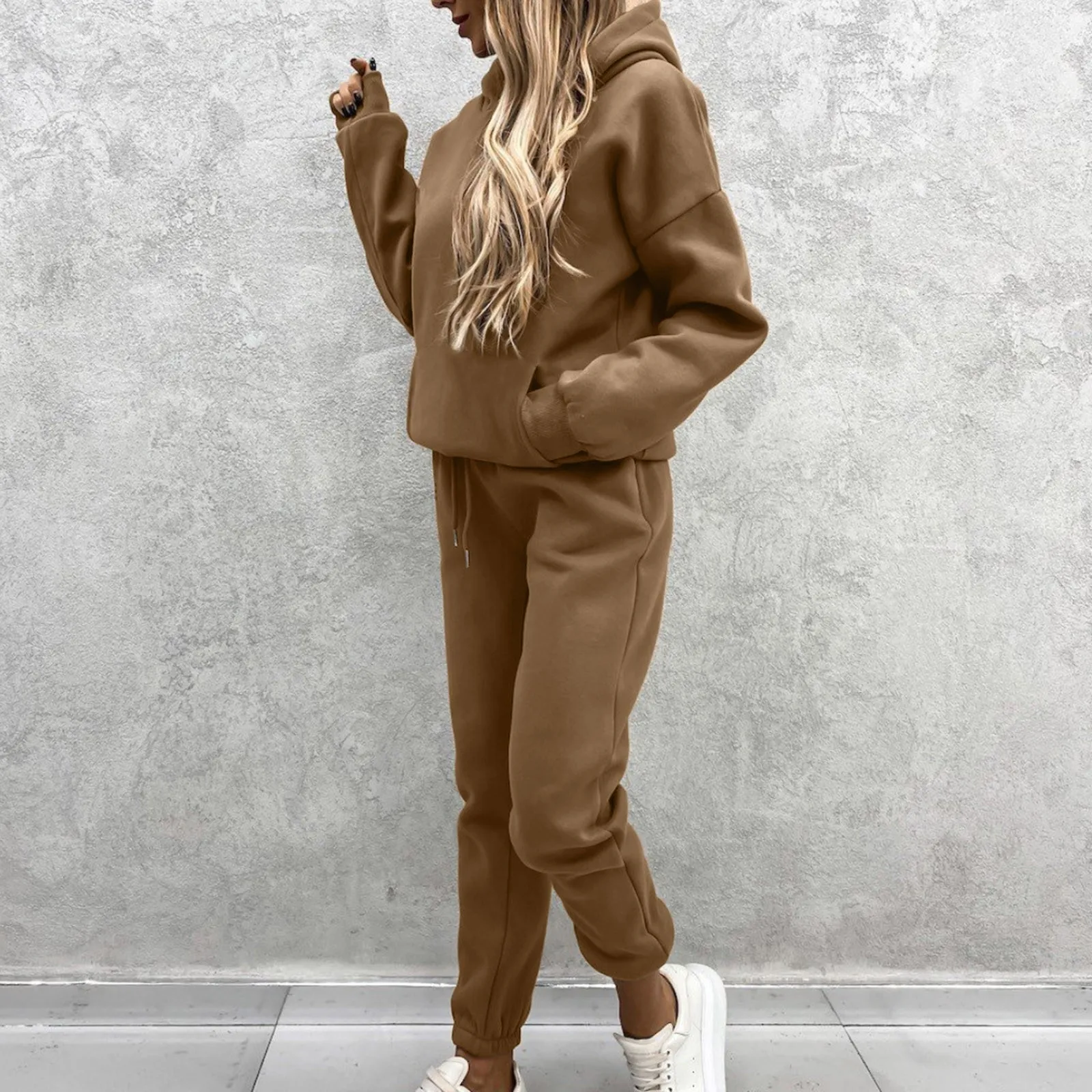 Sportwear 2 Piece Set For Women Long Sleeve Hoodies Sweatshirts And High Waist Sweatpants Loose Casual Streetwear Trouser Suits