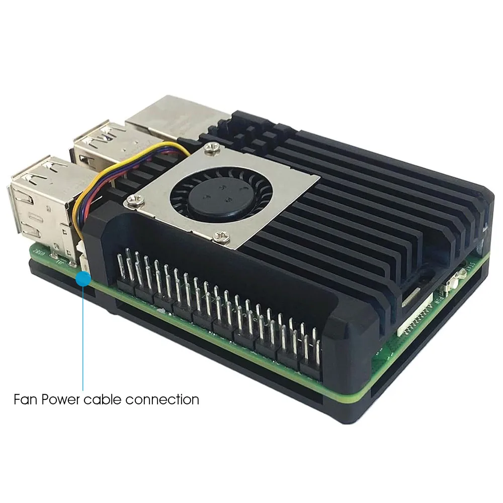 حافظة مدرعة من سبائك الألومنيوم Raspberry Pi 5، حافظة مع مجموعة مروحة + رأس GPIO لـ Raspberry Pi 5 4GB/8GB (مع مروحة تبريد) #4