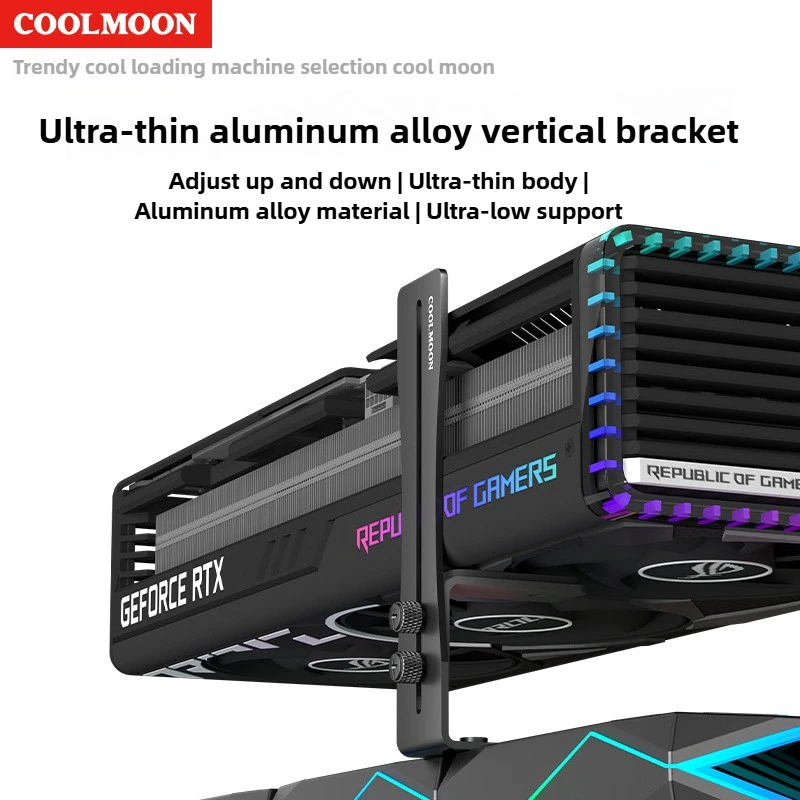 Universal Aluminum GPU Brace Support for Vertical Graphics Card in PC Case - Desktop Computer Gaming Build Sag Bracket