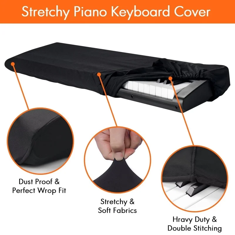 61/88 Keys Piano Keyboard Dust Cover With Elastic & Cord Lock Digital Electronic Piano Cover Breathable Heat Radiation Dustproof