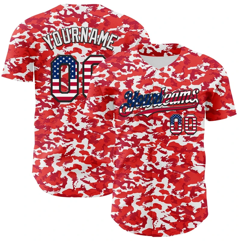 

Custom Button Men Baseball Jersey Color Print Personal Team Name Number Hip Hop USA Flag Sportswear Women Baseball T-shirt Tops