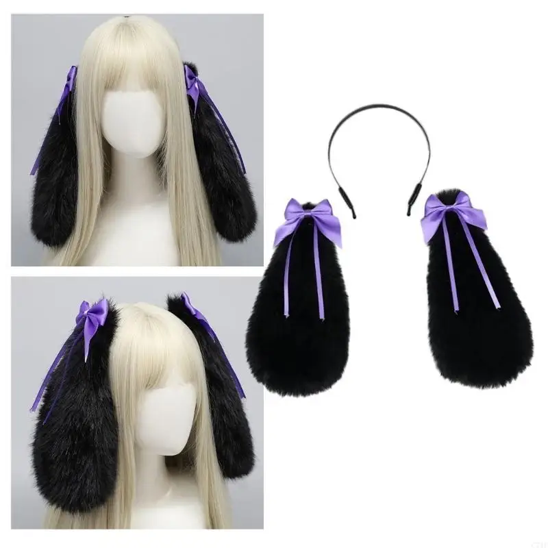 C71F ウサギコスプレ小道具アニメヘアフープ毛皮のようなウサギの帽子詐欺写真小道具