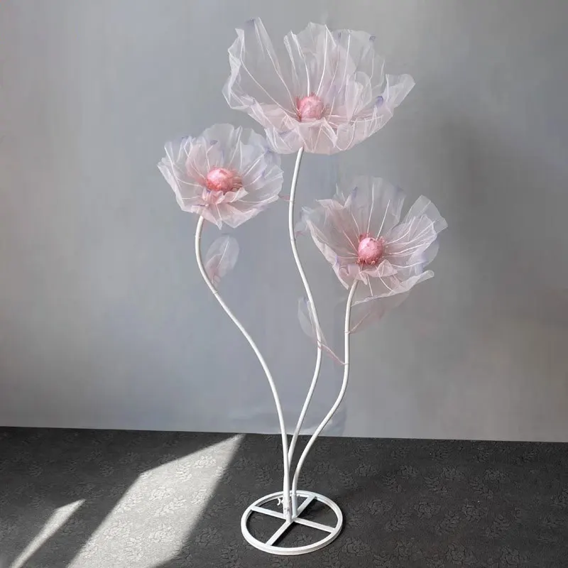 

3Pcs Oversized Giant Organza Poppy Flower Set Handmade Silk Flowers for Wedding Aisle Backdrop Party Centerpiece & Event Decor