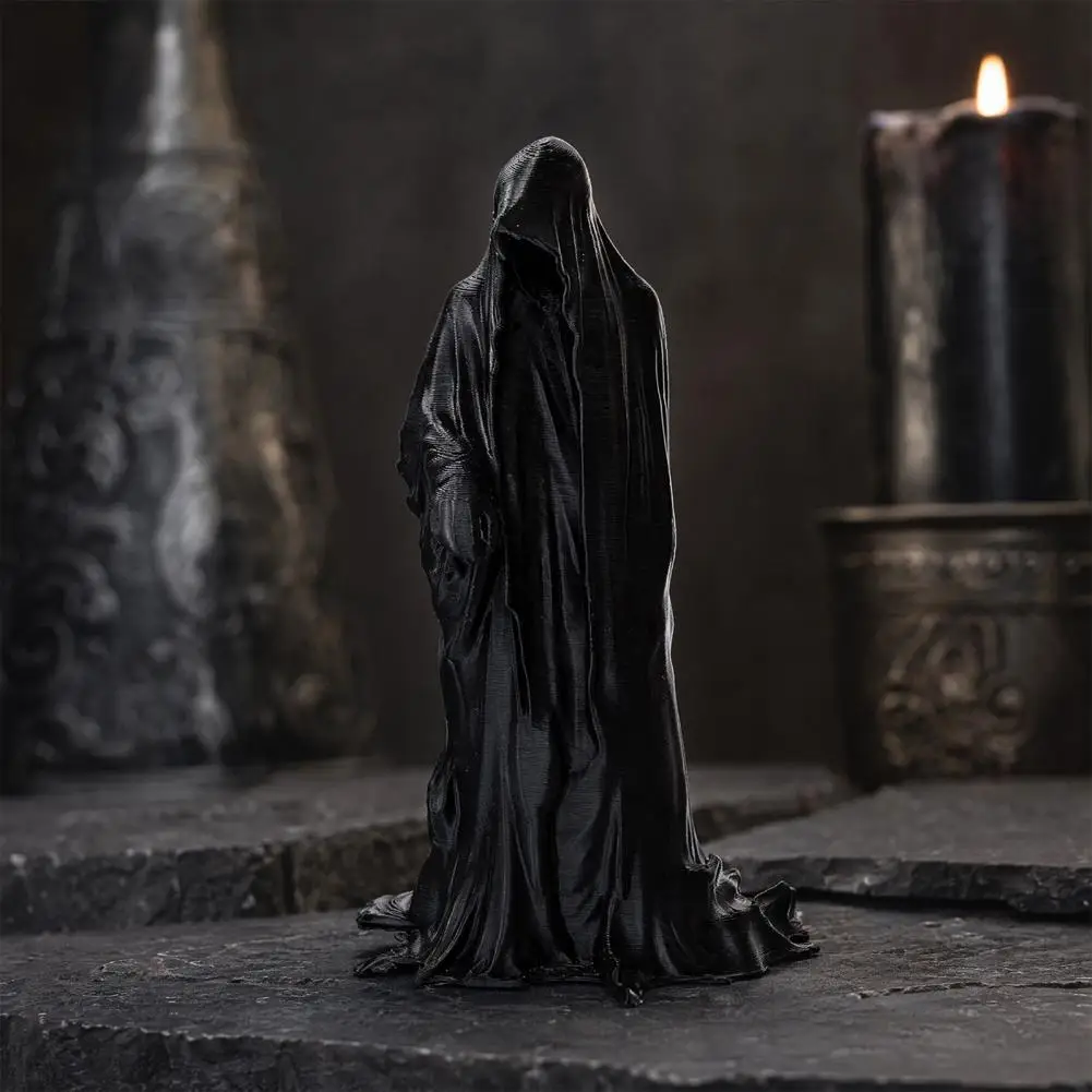 Dark Style Statue 3d Printed Faceless Statue Mysterious Hooded Figurine Minimalist Art Sculpture Dark Home Decor Accent