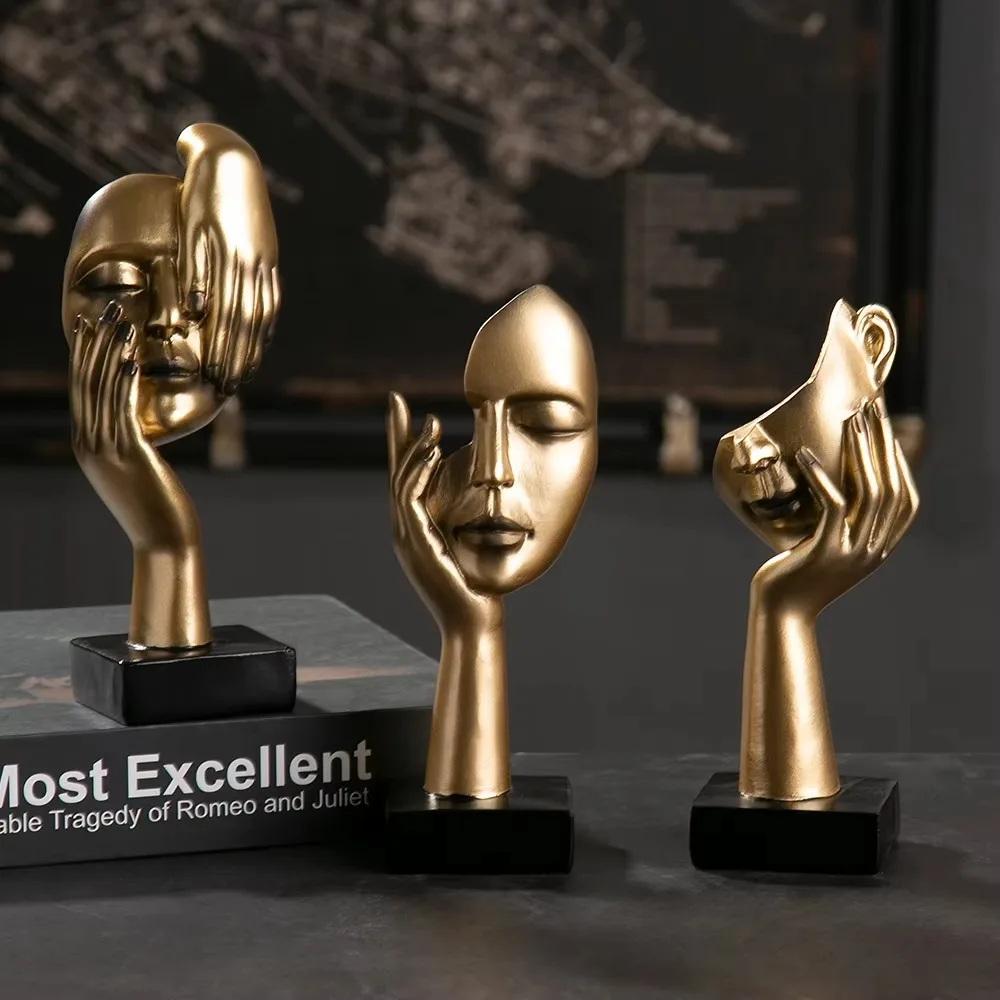 Estatuas de máscara abstracta de resina europea, figuritas coleccionables en miniatura para el hogar, oficina, estudio, decoración de escritorio, adornos, regalos