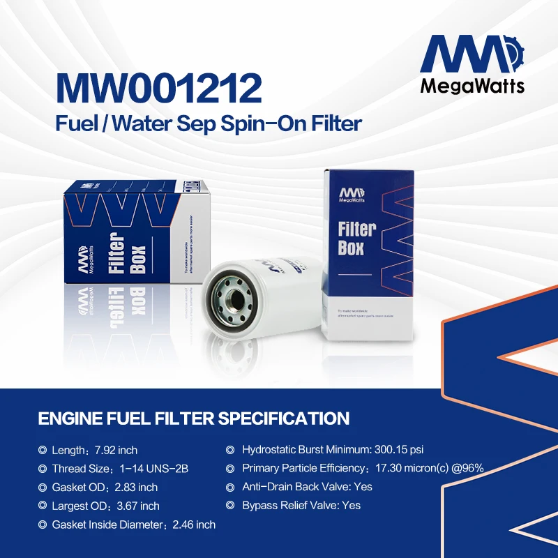 

MW00FS1212 Fleetguard FS1212 Spin-On Oil Filter Fuel/Water Separator for Caterpillar C15 C12 N14 ISM11