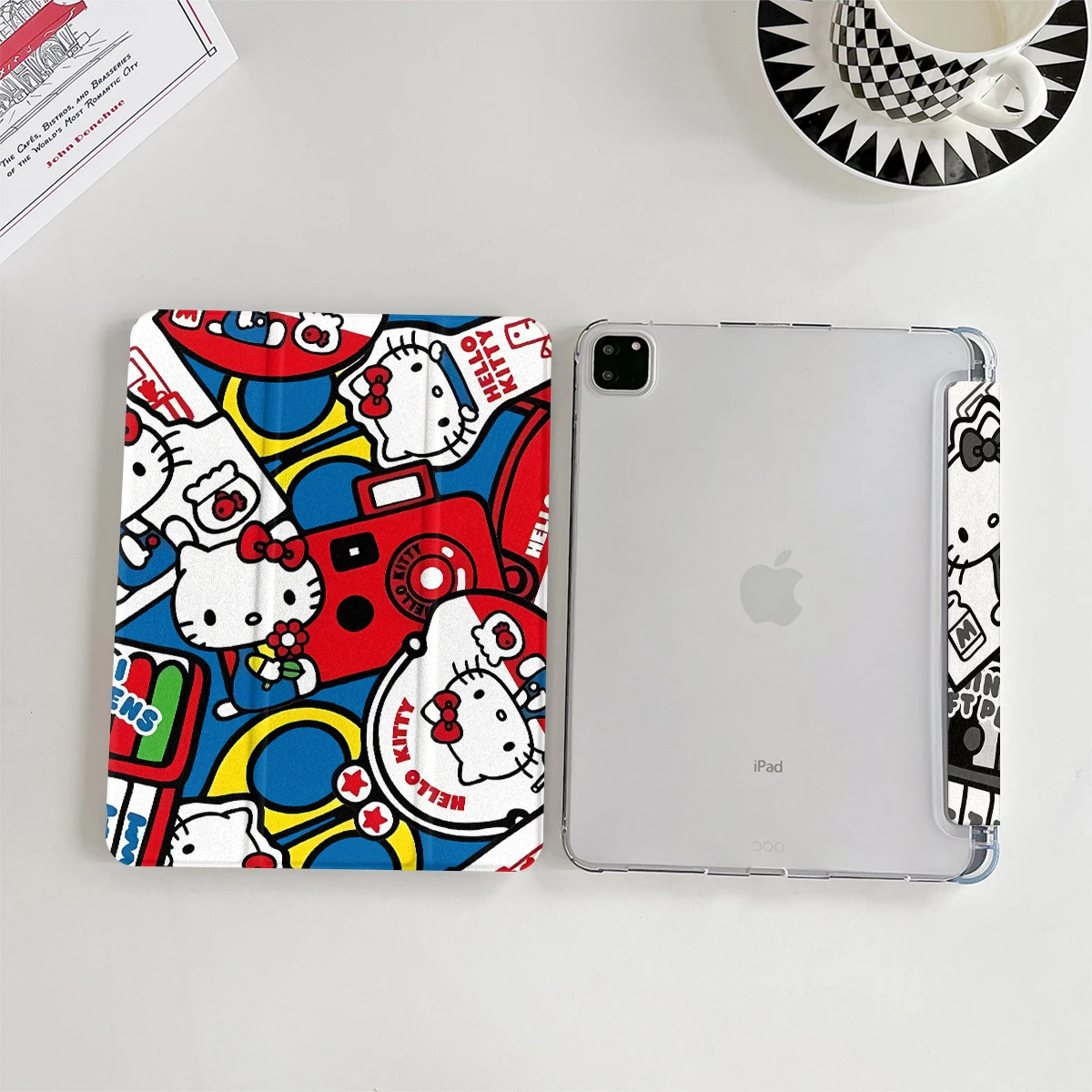 HelloKitty لجهاز iPad Pro 11 بوصة Air 2024 iPad Air 5/4 10.9 10th 7/8 10.2 9.7 بوصة Air3 10.5 mini 6/5/4 حافظة مع حامل قلم