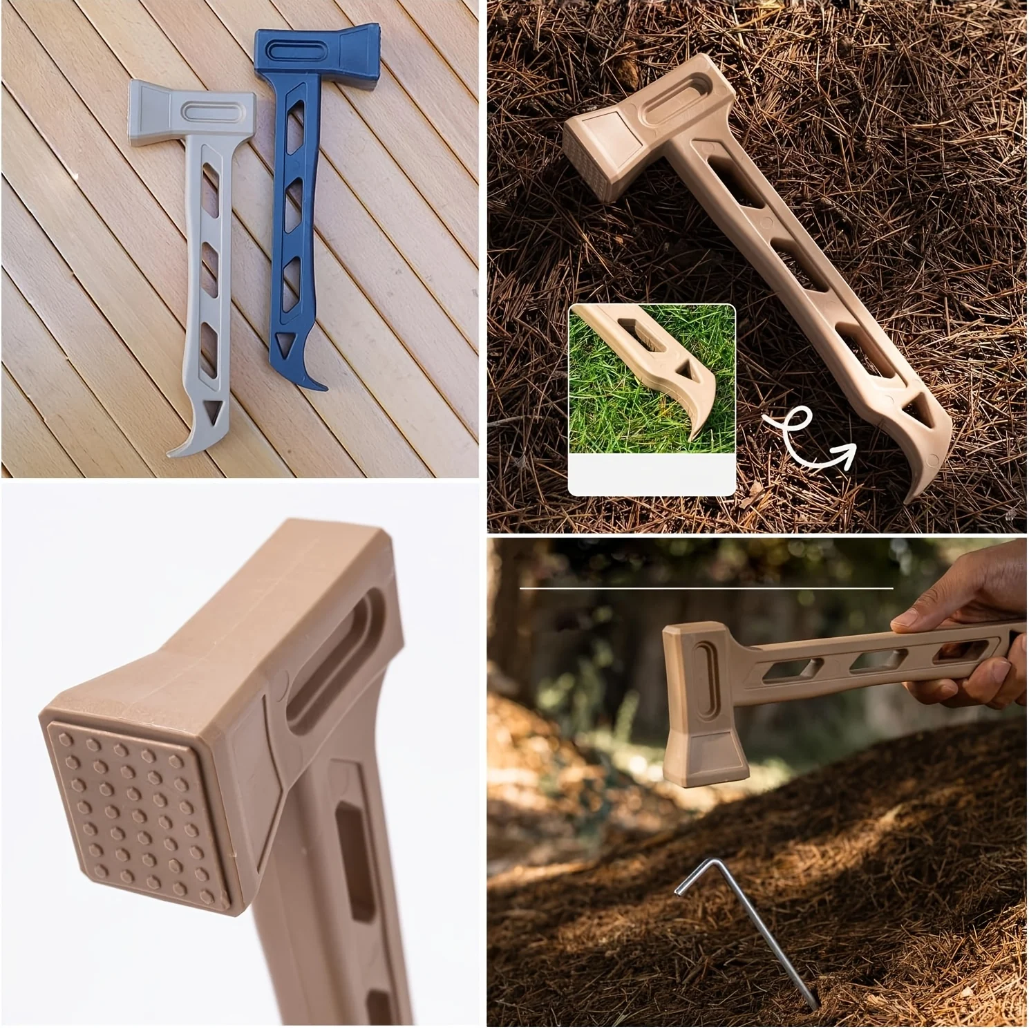 Multifunctional Lightweight Camping Hammer, Tent Peg Tool Built‑in Bottle Opener for Outdoor Road Trip Emergency Use view 6