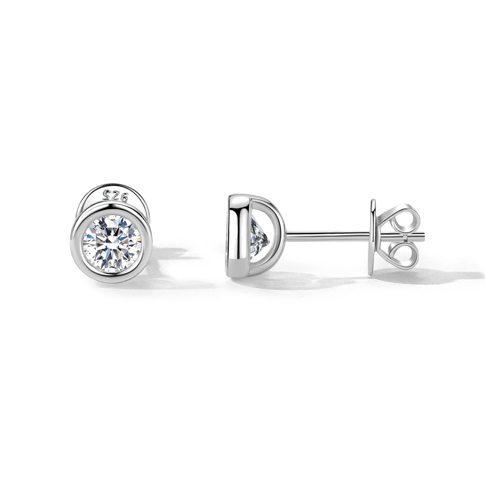 

PANQDIY Fashion Jewelry Inlaid Zircon Round Earrings S925 Sterling Silver Stud Earrings for Female Fashion Women Jewelry Gift