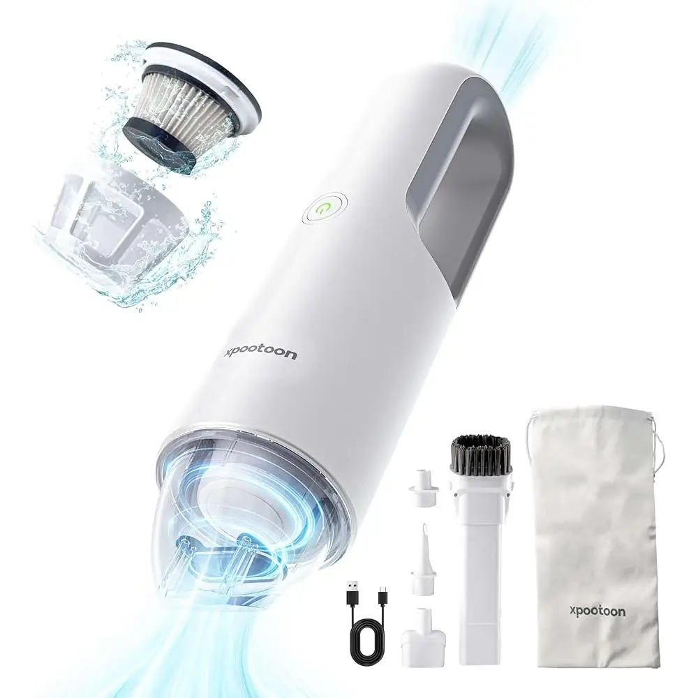 Портативный беспроводной автомобильный пылесос, ручной перезаряжаемый пылесборник со светодиодной подсветкой, 4 в 1, всасывающий очиститель для волос домашних животных