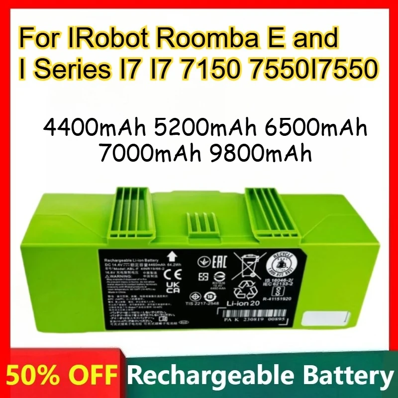 

Lithium Battery for IRobot Roomba E and I Series I7 I7 7150 7550 I7550 Large Capacity Rechargeable Battery