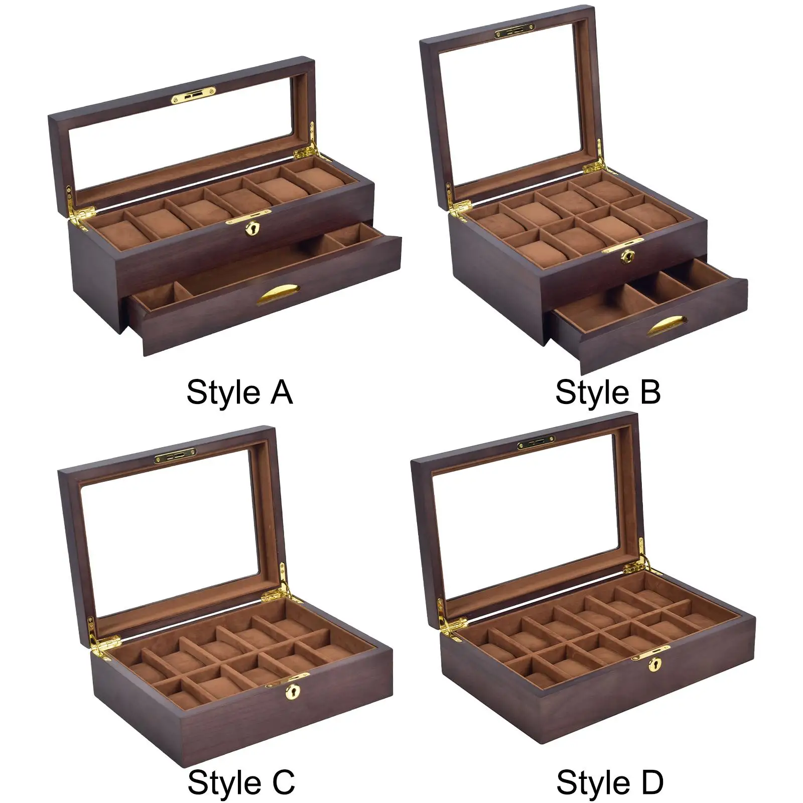 Watch Display Case with Latch Watch Organizer for Drawer Living Room Men Women