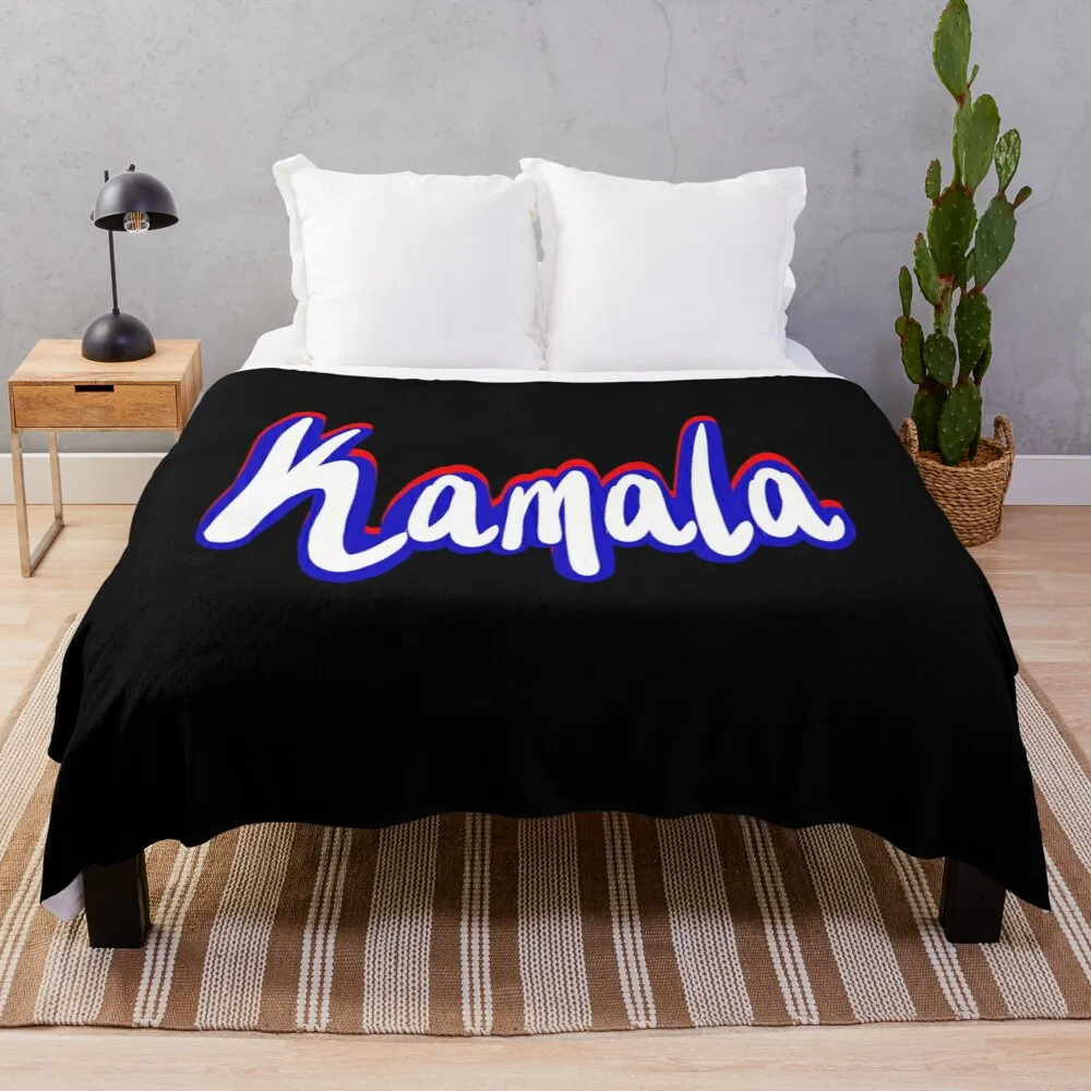 Kamala popular girls name woman women’s first name in red white blue cursive calligraphy personalised personalized Throw Blanket