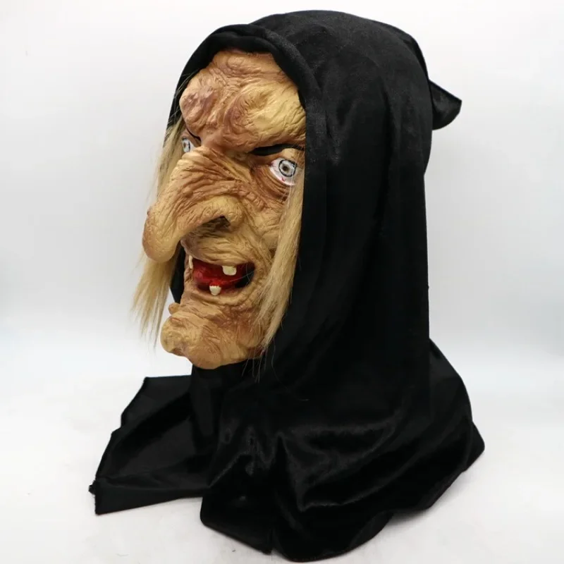 Adult Ugly Old Witch Mask Scary Women Latex with Hair 2025 Halloween cosplay Party Costume Cosplay Props