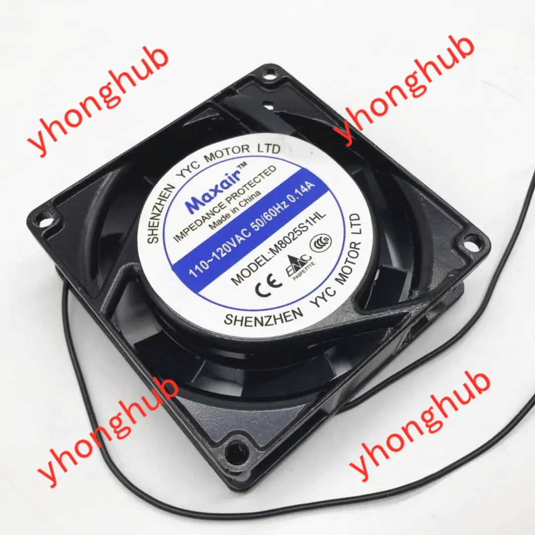 M8025S1HL AC 120V 0.14A 80x80x25mm 2-Wire Server Square Fan