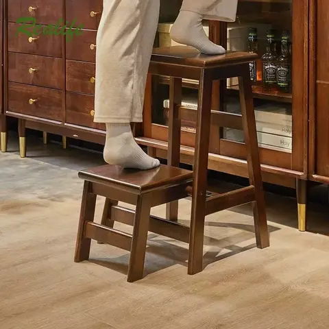 Realife 단단한 나무 접이식 사다리 의자, 가정용 등산 의자, 이중 사용, 나무 의자, 높은 발 신발 변경 의자, 신제품 Best5