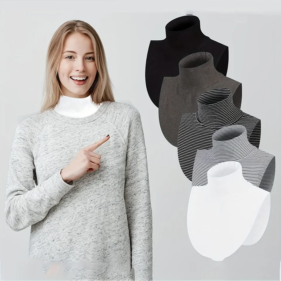 Stylish Turtleneck Collar Elegant Solid Color Soft Warm Dickey Collar Autumn Winter Coldproof Skin Friendly False Collar