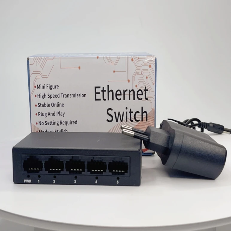 Switch Jaringan Gigabit 8 Port 1000Mbps, Switch Ethernet Pintar, Hub RJ45 Berkinerja Tinggi, Pembagi Internet Untuk Rumah dan Kantor