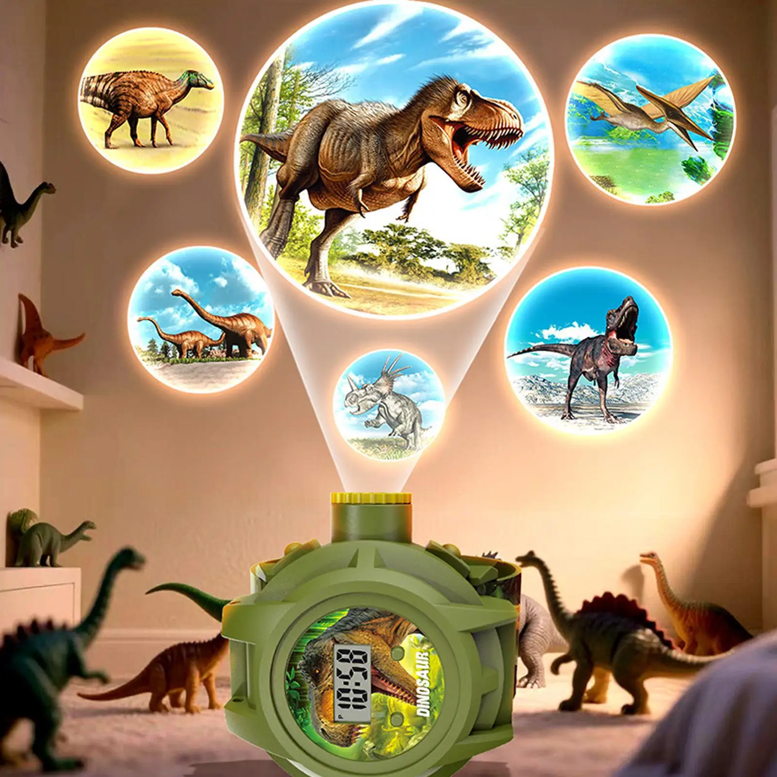 Children's Dinosaur Watch Silicone Adjustable Toy Digital Display Kids Watch For Boys Girls Birthday Christmas Holiday Home